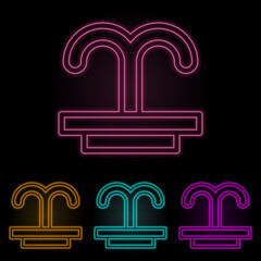 Poster - fountain color neon set. Simple thin line, outline vector of web icons for ui and ux, website or mobile application