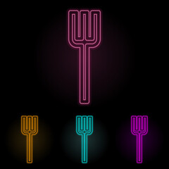 Poster - trident color neon set. Simple thin line, outline vector of web icons for ui and ux, website or mobile application