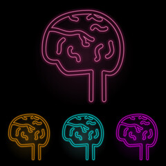 Poster - human brain color neon set. simple thin line, outline vector of web icons for ui and ux, website or 