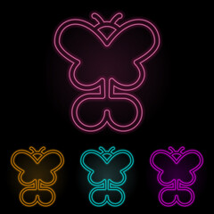 Poster - butterfly color neon set. Simple thin line, outline vector of web icons for ui and ux, website or mobile application
