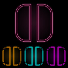 Poster - pause color neon set. Simple thin line, outline vector of web icons for ui and ux, website or mobile application