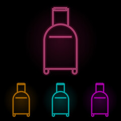 Poster - suitcase color neon set. Simple thin line, outline vector of web icons for ui and ux, website or mobile application