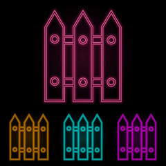 Poster - garden fence color neon set. Simple thin line, outline vector of web icons for ui and ux, website or mobile application