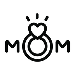 Poster - 
Icon of beautiful heart love mothers day rings in solid design
