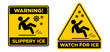Slippery ice sign. Slip danger icon. Vector sign on transparent background