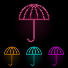 Poster - umbrella color neon set. Simple thin line, outline vector of web icons for ui and ux, website or mobile application