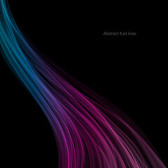 Fototapete - Abstract curve light lines flowing colorful purple blue green isolated on black background with space for text in concept of technology, digital, science, music