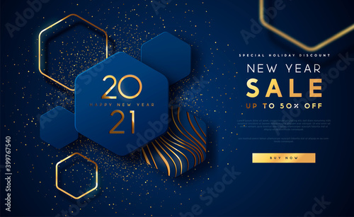 Foto New Year 2021 gold sale template background
