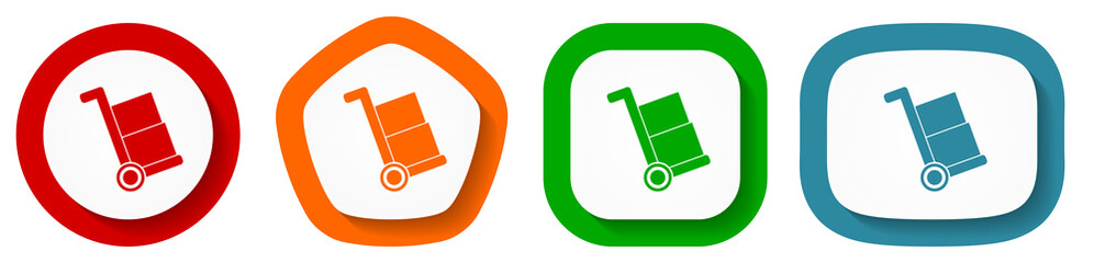 Fototapete - Delivery service, shipping barrow vector icon set, flat design buttons on white background