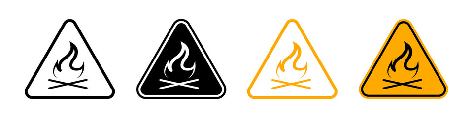 Wall Mural - Fire warning sign set , inflammable substances icon. Warning signs.