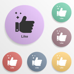 Poster - Online marketing, like badge color set icon. Simple glyph, flat vector of online marketing icons for ui and ux, website or mobile application