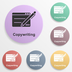 Poster - Online marketing, copywriting badge color set icon. Simple glyph, flat vector of online marketing icons for ui and ux, website or mobile application