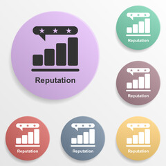 Poster - Online marketing, reputation badge color set icon. Simple glyph, flat vector of online marketing icons for ui and ux, website or mobile application
