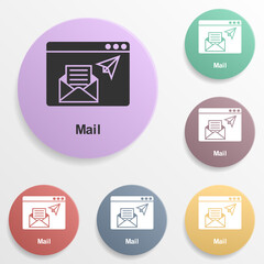 Poster - Online marketing, mail badge color set icon. Simple glyph, flat vector of online marketing icons for ui and ux, website or mobile application