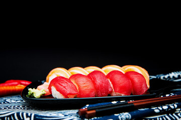 Sticker - Fresh sushi, traditional Japanese food on the table