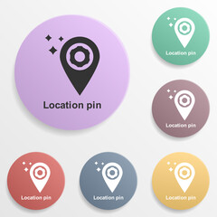 Poster - Online marketing, location pin badge color set icon. Simple glyph, flat vector of online marketing icons for ui and ux, website or mobile application