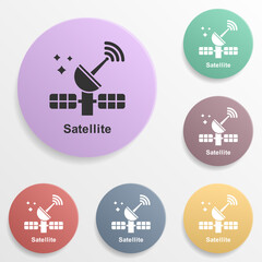 Poster - Online marketing, satellite badge color set icon. Simple glyph, flat vector of online marketing icons for ui and ux, website or mobile application