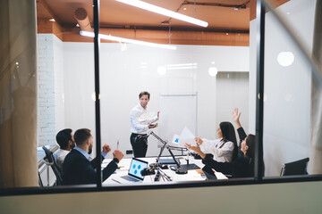 Wall Mural - Group of colleagues discussing business strategy