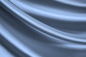 Wall Mural - Abstract blue background. Silk satin fabric texture. Shiny, flowing fabric with wavy folds. Elegant background.