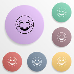 Sticker - Tears of happiness emoji badge color set icon. Simple glyph, flat vector of emoji icons for ui and ux, website or mobile application