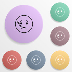 Poster - With a thermometer emoji badge color set icon. Simple glyph, flat vector of emoji icons for ui and ux, website or mobile application