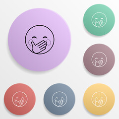 Sticker - Hold a laugh emoji badge color set icon. Simple glyph, flat vector of emoji icons for ui and ux, website or mobile application