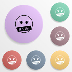 Poster - Swear emoji badge color set icon. Simple glyph, flat vector of emoji icons for ui and ux, website or mobile application