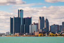 Detroit, Michigan, USA Downtown Skyline On The River