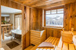Sauna interior of a luxury alpine chalet in the alps