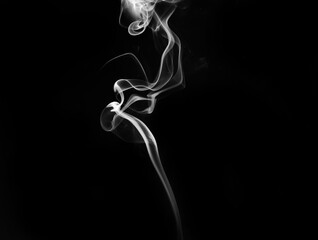 abstract fragment movement of white smoke on black background.