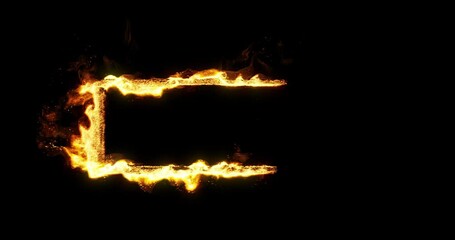 Poster - rectangle shape on fire. flames and explosions moving along shape. isolated on black background. 3d 
