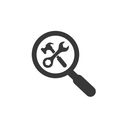 Poster - Search repair and maintenance car service station, vector. Crossed tools symbol with magnifying glass. Vector 