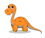 Fototapeta Dinusie - Funny cartoon baby brontosaurus dinosaur. Vector illustration isolated on white background
