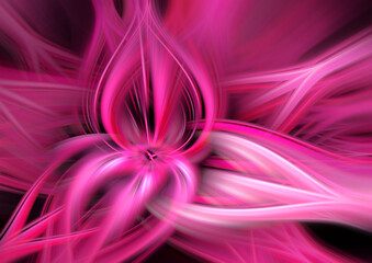 Poster - Abstract fractal pink digital flower. Interesting, creative, swirling illustration