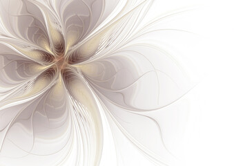 Wall Mural - Abstract fractal beige flower on white background