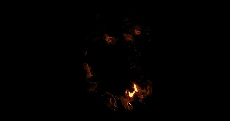 Poster - square shape on fire. flames and explosions moving along shape. isolated on black background. 3d ren
