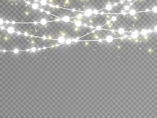 Wall Mural - Christmas lights isolated on transparent background. Vector illustration.