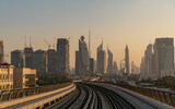 Fototapeta Na sufit - Dubai skyline view from metro