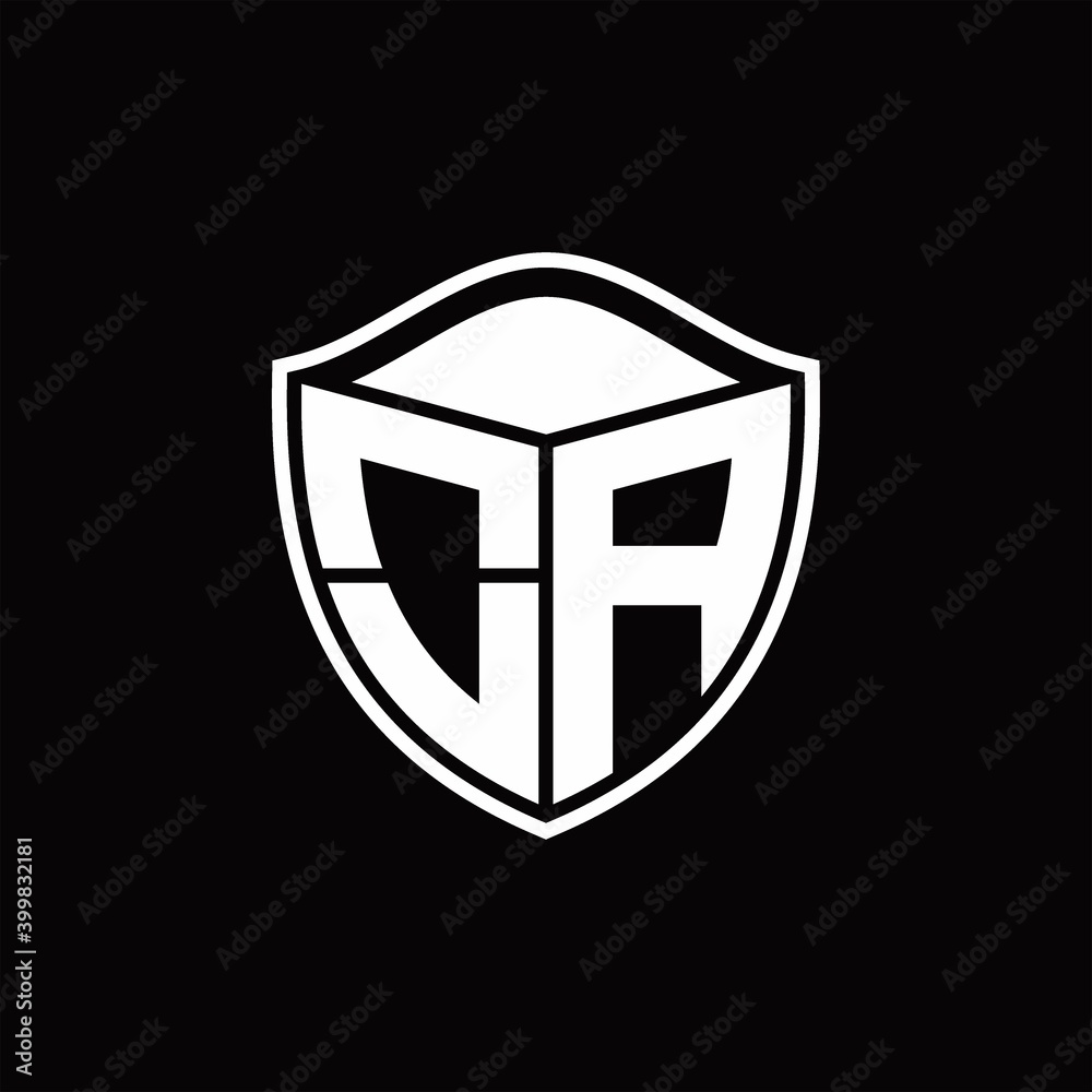 OA Logo monogram shield shape with outline rounded design template ...