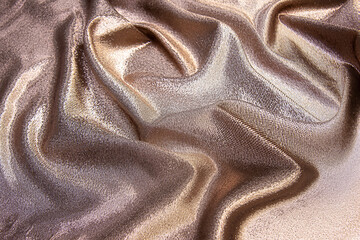 Wall Mural - Silk gold  or bronze  fabric with sand lurex in artistic layout. Texture, background, pattern.