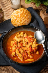 Canvas Print - Chicken fricassee with red paprika and onion.