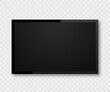 © Bohdan - Realistic tv screen. Tv, lcd, led modern blank device mock up. Blank screen isolated. Television template isolated. Empty frame with shadow on transparent background. Vector illustration.