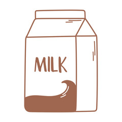 Sticker - milk box liter container icon in brown line