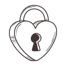 Padlock Shaped Heart Love Romantic Doodle Icon Design