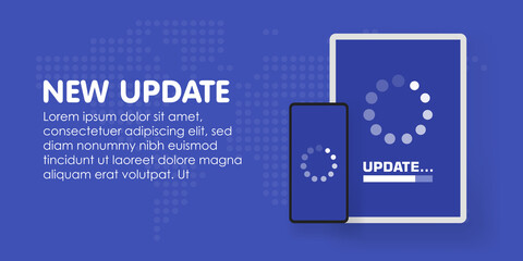 Poster - System software update and upgrade concept. Loading process in smart phone screen. Vector illustration