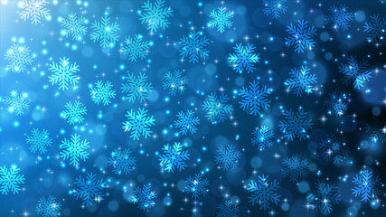 Wall Mural - falling snowflakes. christmas festive background. blue glitter stardust background. vector illustrat