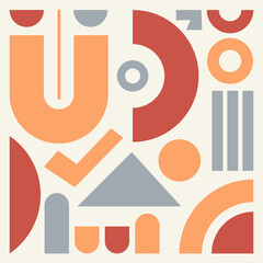 Wall Mural - modern artwork of abstract unusual composition made with geometrical shapes and elements. simple geo