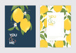 Lemon fruit with flower background template. Vector set of lemon element for wedding invitations, greeting card, voucher, brochures and banners design.
