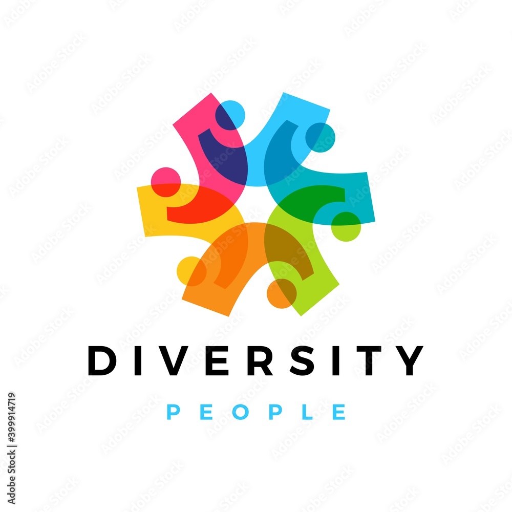 diversity people overlapping color logo vector icon illustration Stock ...