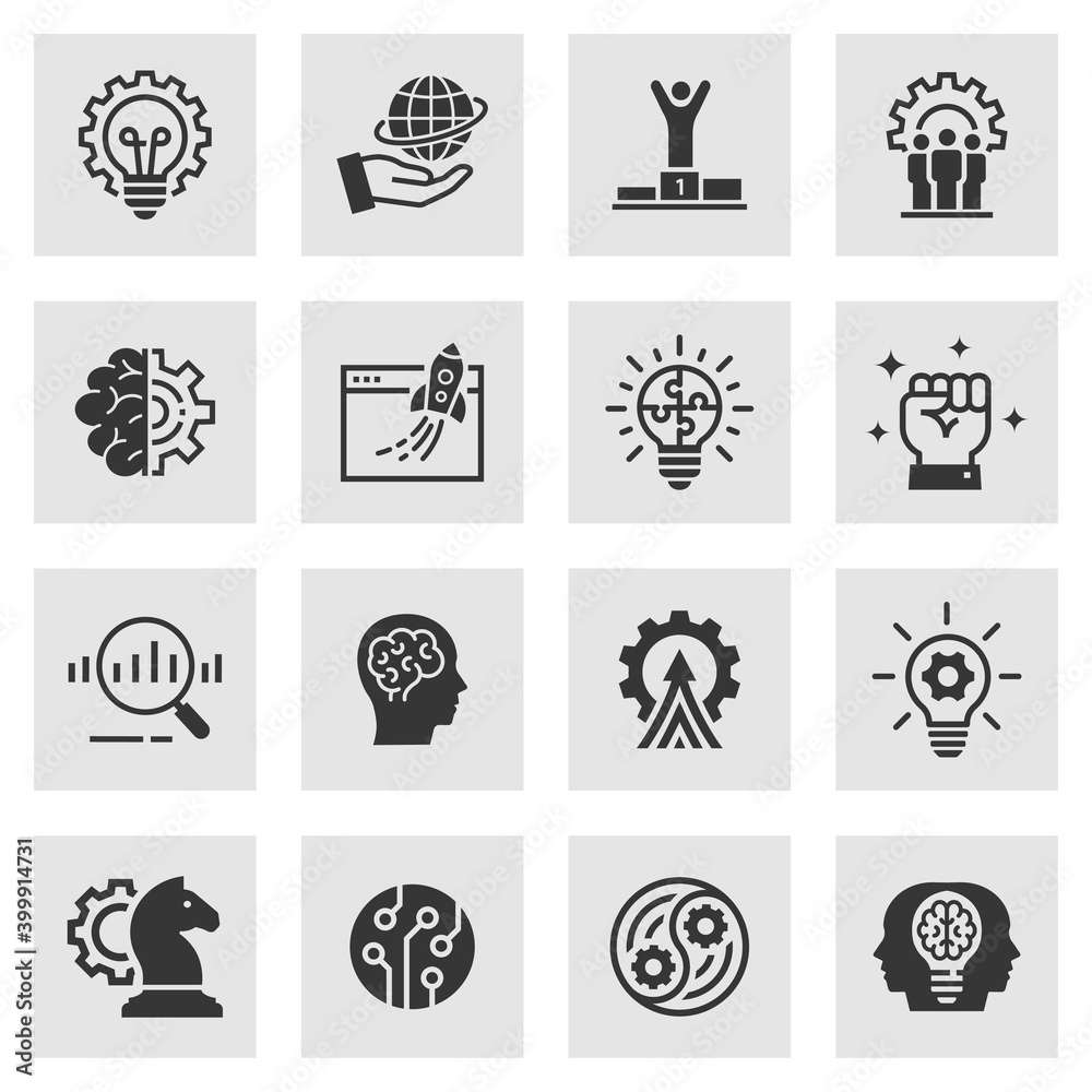 Innovation icon set. Collection of technology, success, startup ...